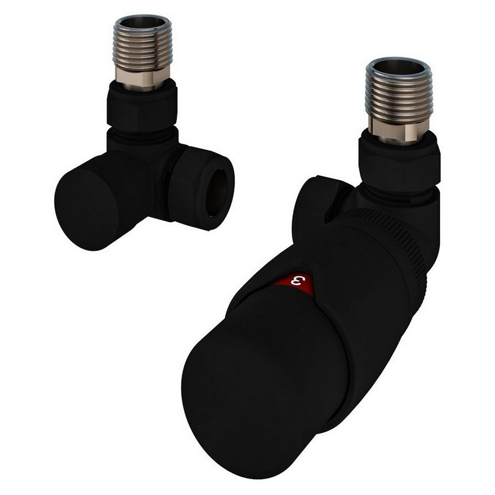 Eastbrook Darlington Matt Black Corner TRV Radiator Valves