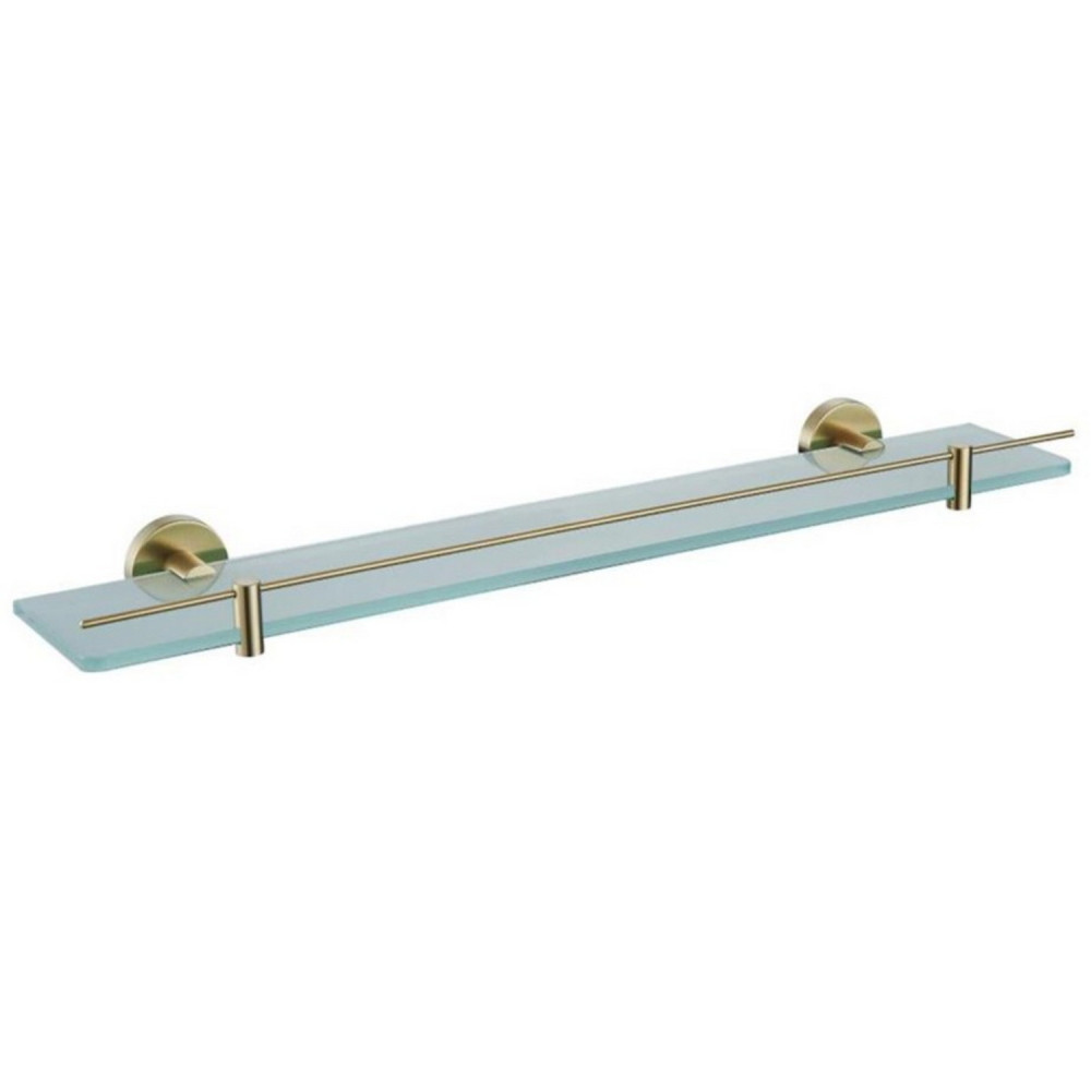 Eastbrook Genoa Brushed Brass 600mm Glass Shelf with Barrier