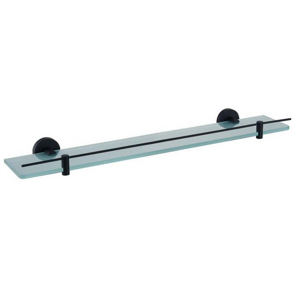 Eastbrook Genoa Matt Black 600mm Glass Shelf with Barrier