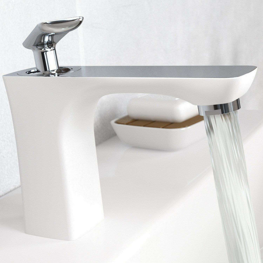 Eastbrook Helston Matt Smooth White Basin Mixer with Waste