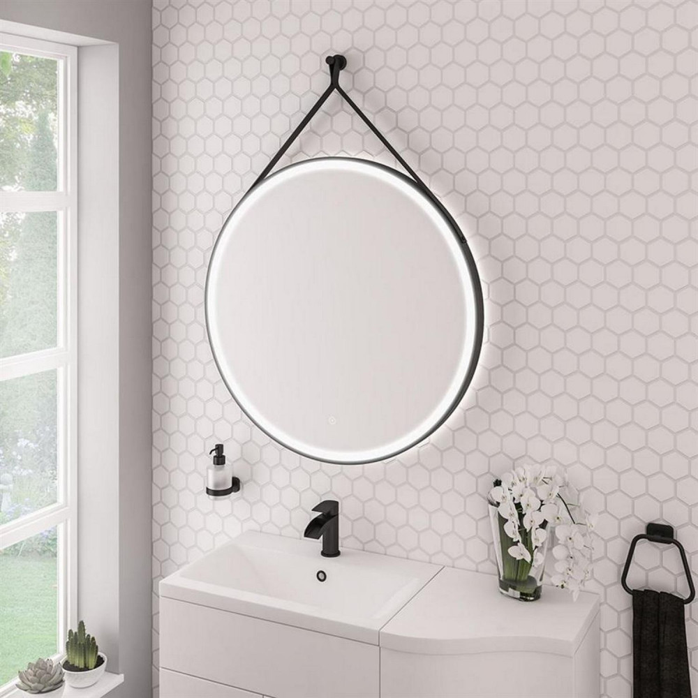 Eastbrook Levone 800mm LED Framed Round Bathroom Mirror in Black