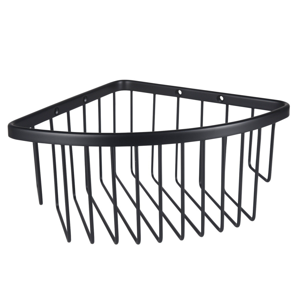 Eastbrook Matt Black Corner Solid Brass Shower Basket