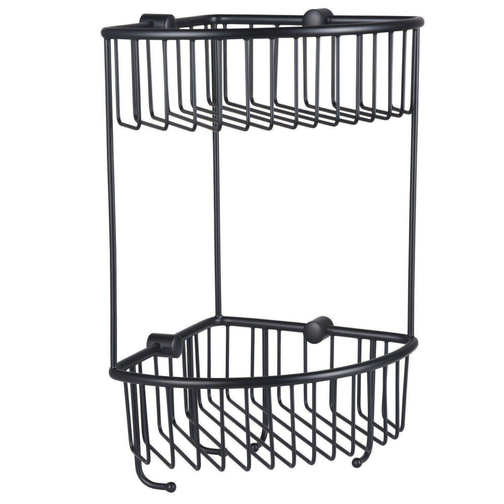 Eastbrook Matt Black Double Corner Shower Basket