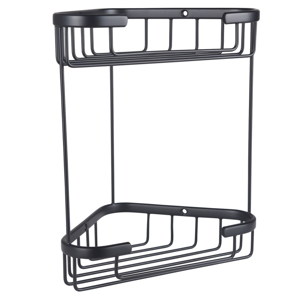 Eastbrook Matt Black Double Corner Solid Brass Shower Basket