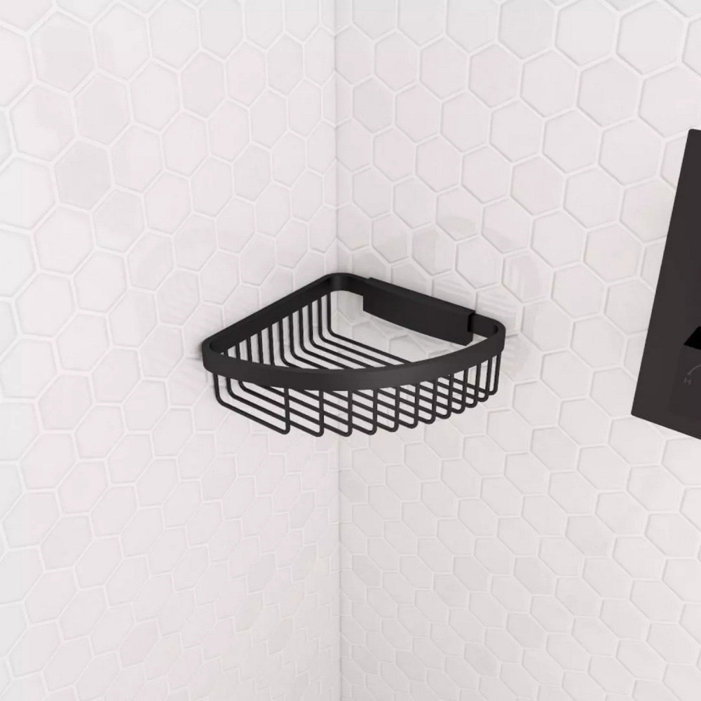 Eastbrook Matt Black Removable Corner Shower Basket