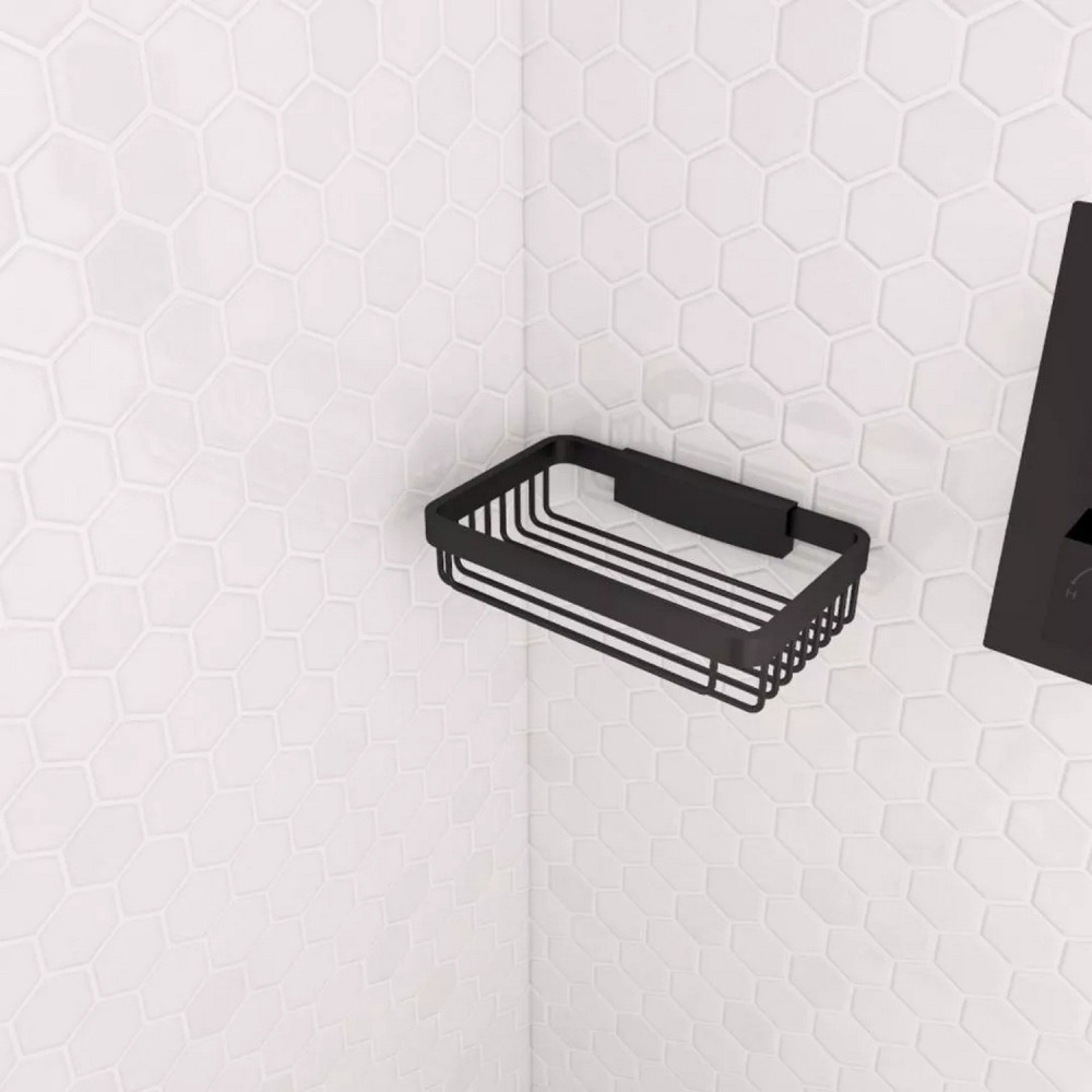 Eastbrook Matt Black Removable Wall Shower Basket