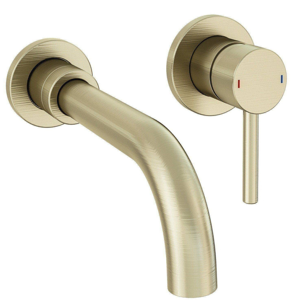 Eastbrook Meriden Brushed Brass Wall Mounted Basin Mixer