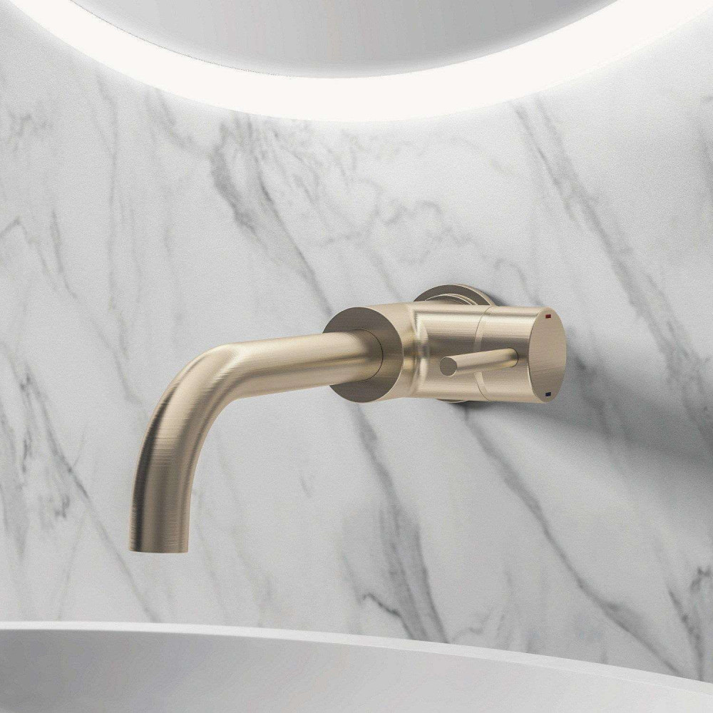 Eastbrook Meriden Wall Mounted Brushed Brass Basin Mixer