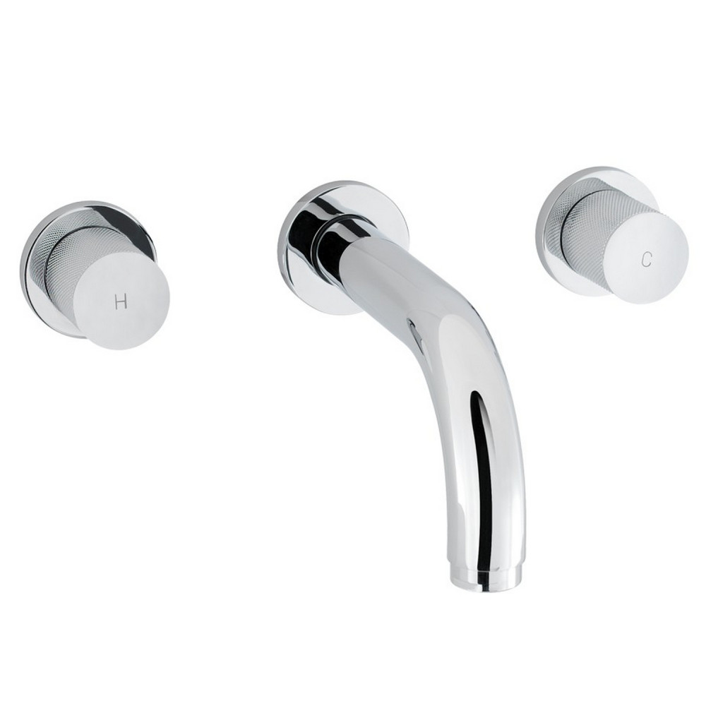 Eastbrook Prado Cylinder Chrome 3 Hole Wall Mounted Basin Mixer