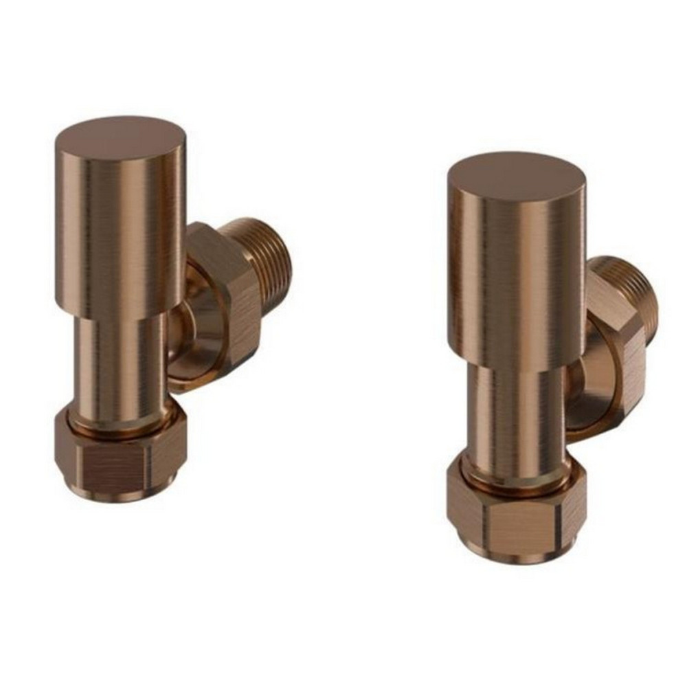 Eastbrook Round Angled Manual Brushed Bronze Radiator Valves
