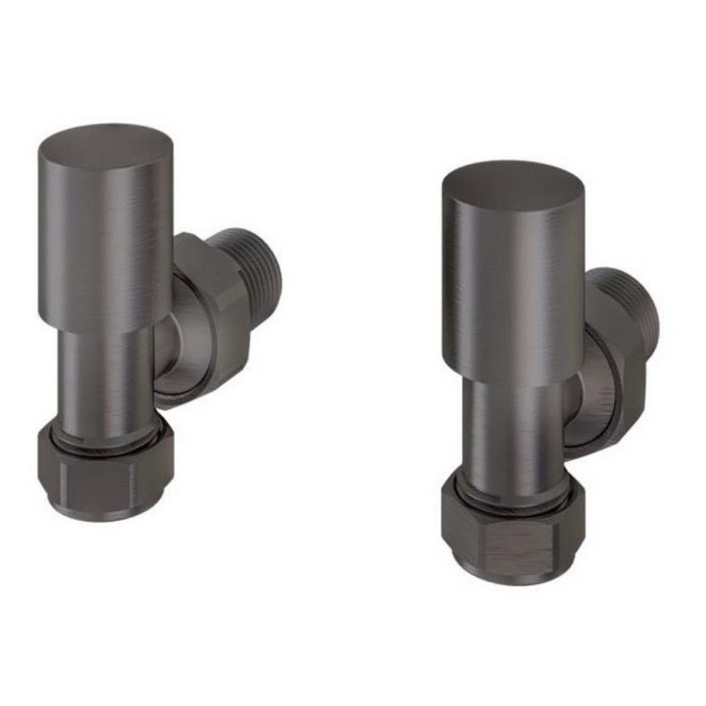 Eastbrook Round Angled Manual Brushed Gunmetal Radiator Valves