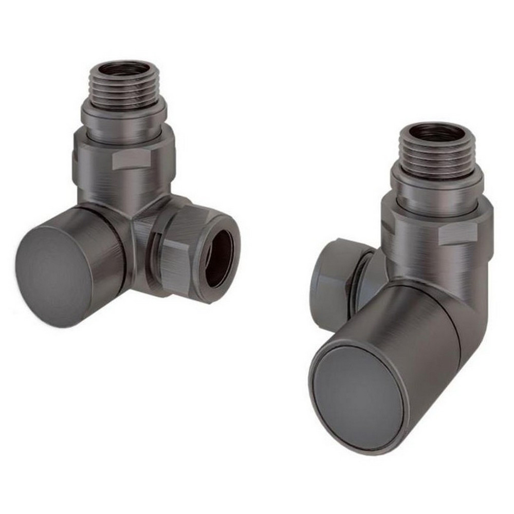 Eastbrook Round Corner Manual Brushed Gunmetal Radiator Valves