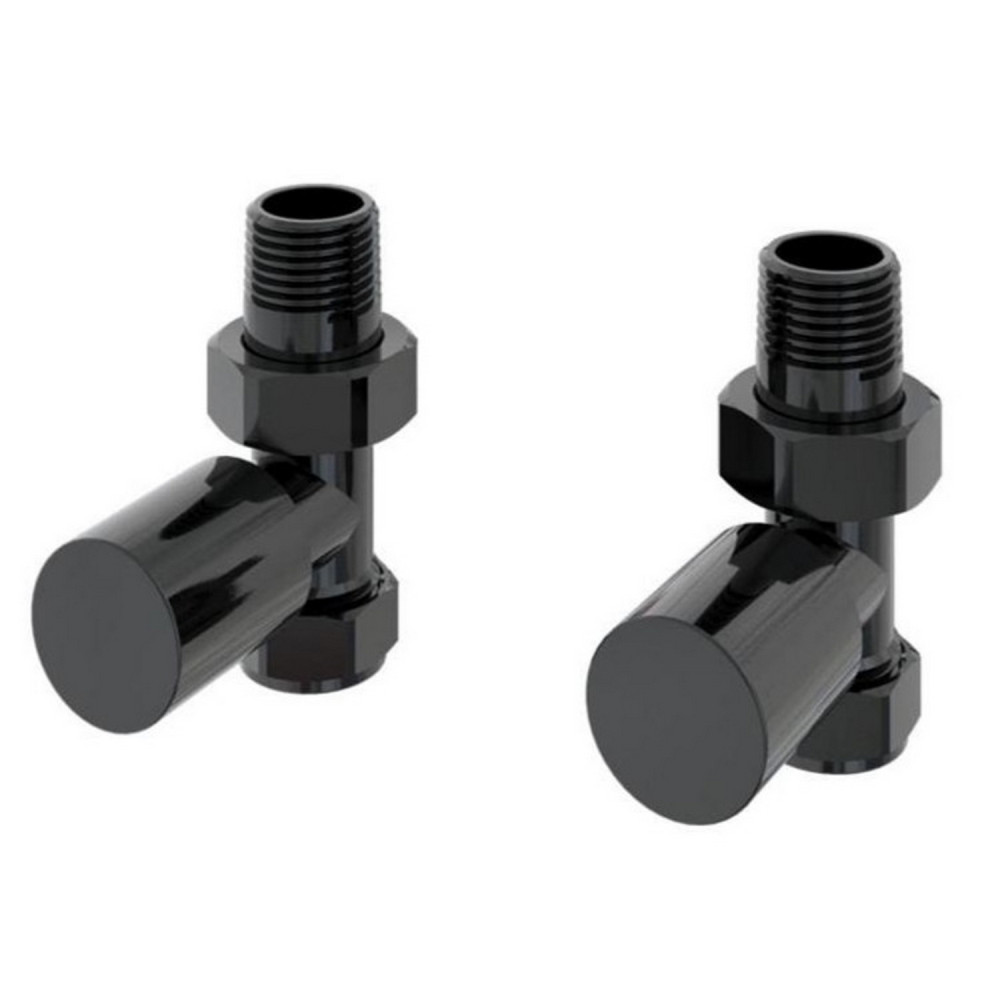 Eastbrook Round Straight Manual Black Gold Radiator Valves