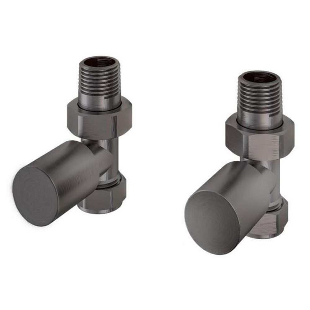 Eastbrook Round Straight Manual Brushed Gunmetal Radiator Valves