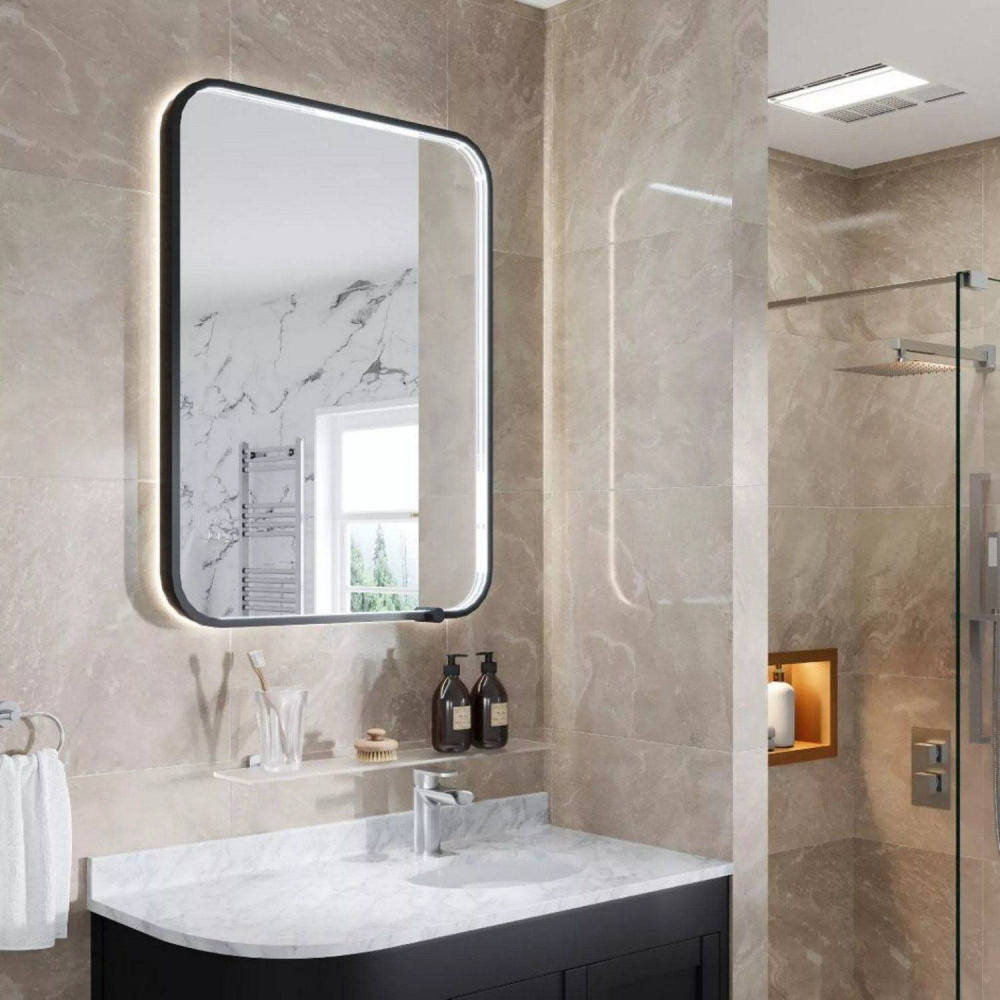Eastbrook Sanremo Square 600 x 800mm Matt Black LED Bathroom Mirror