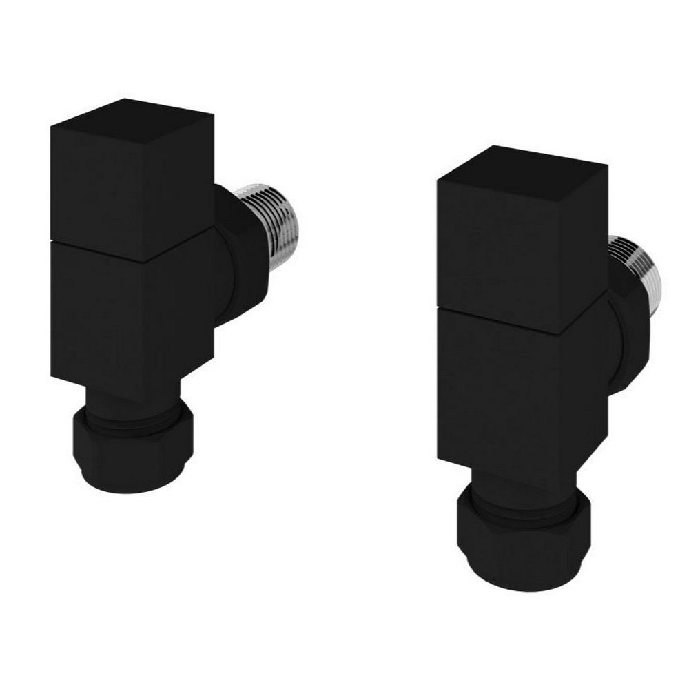 Eastbrook Square Angled Manual Matt Black Radiator Valves