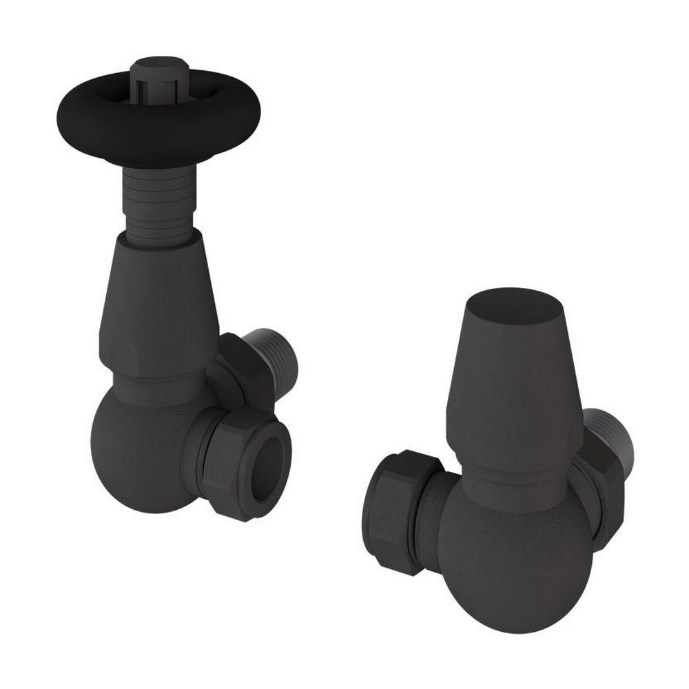 Eastbrook Traditional Matt Anthracite Corner TRV Radiator Valves
