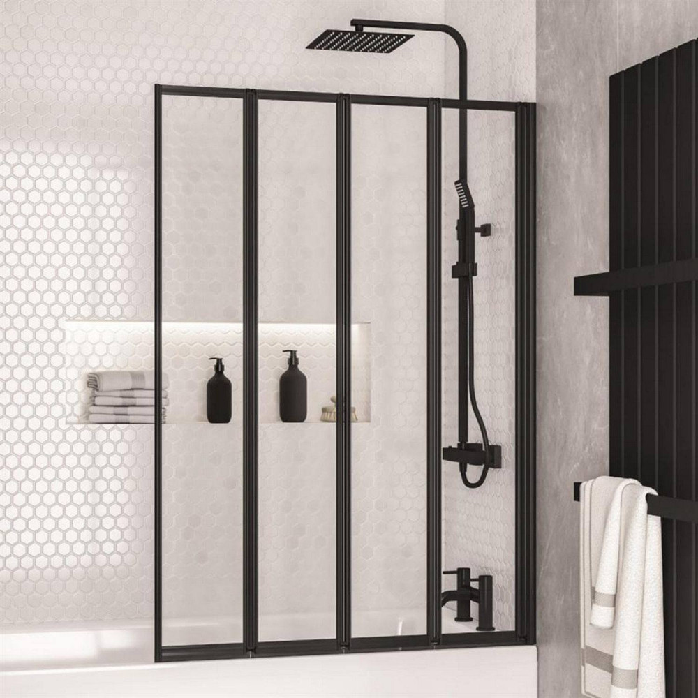 Eastbrook Volente 1000mm Matt Black Four Fold Bath Screen