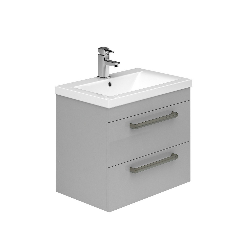 Essential Montana 500mm Light Grey Wall Hung Vanity Unit with 2 Drawers