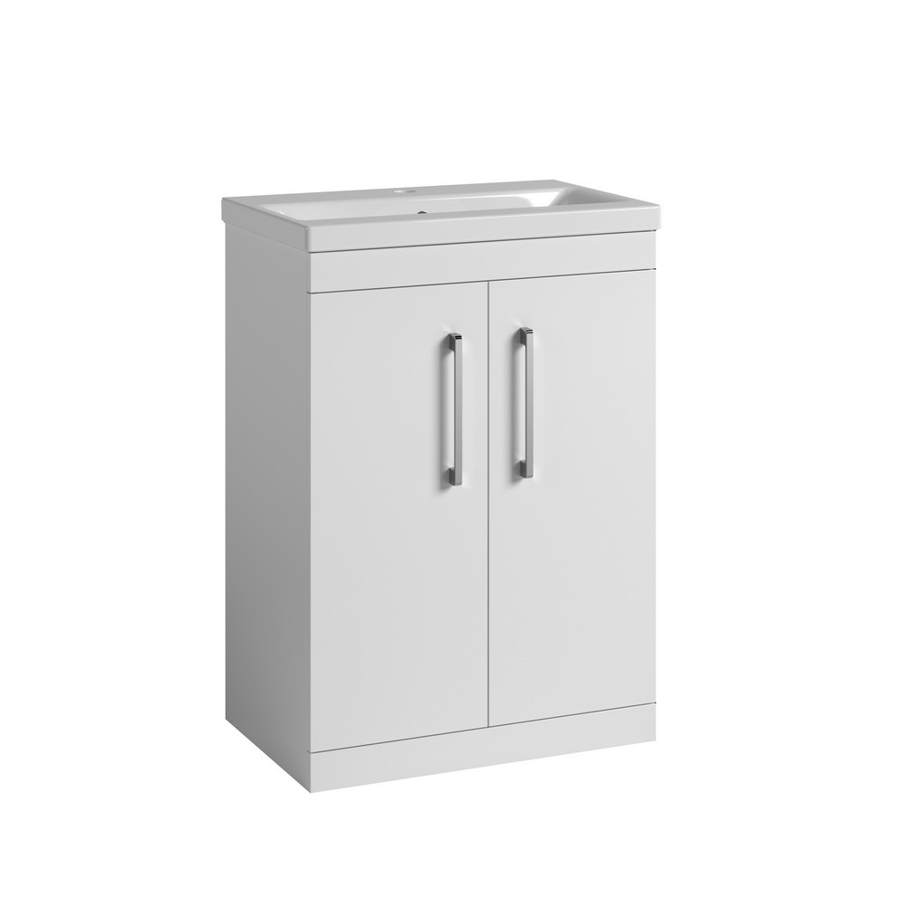 Essential Montana 600mm Gloss White Vanity Unit with Basin and 2 Doors