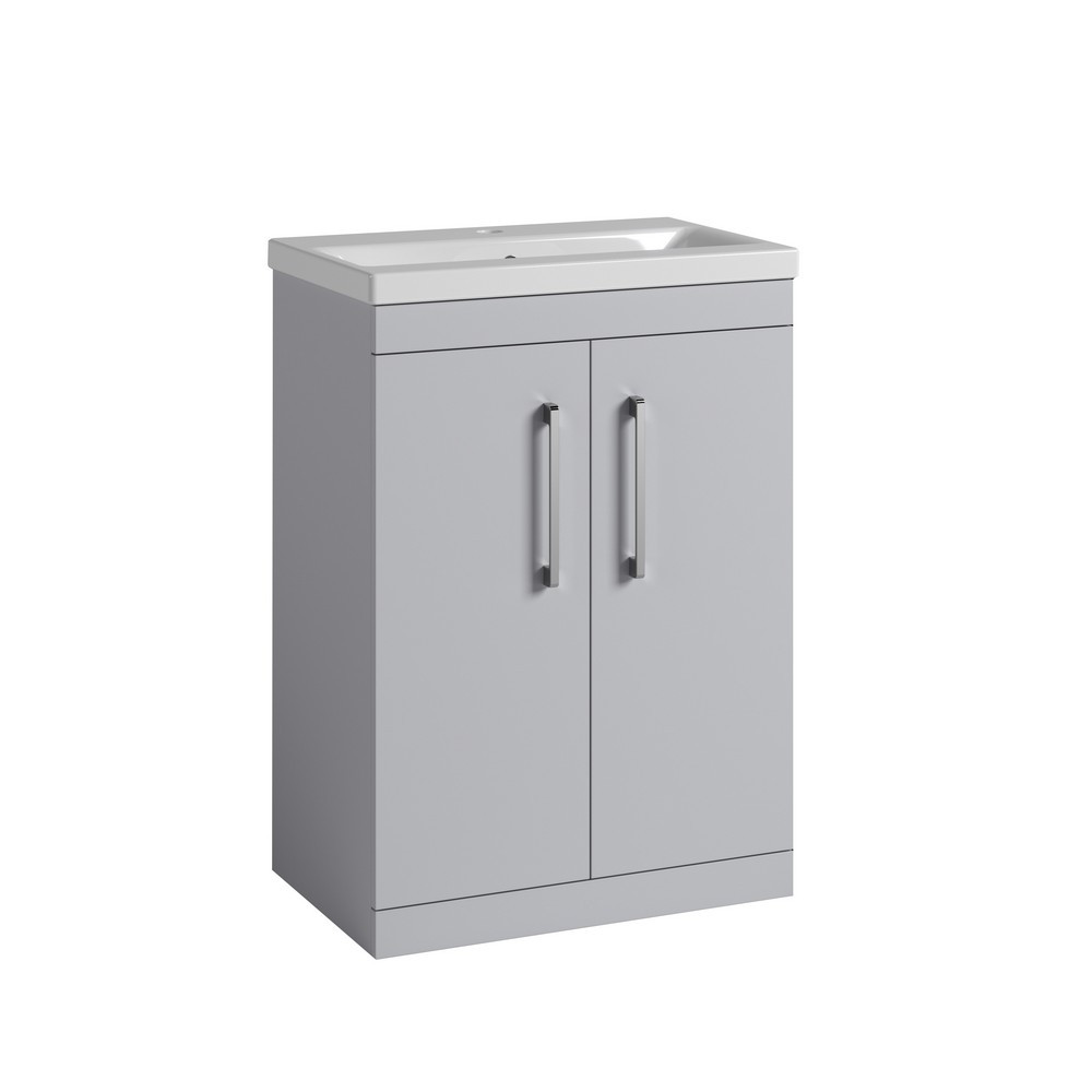 Essential Montana 600mm Light Grey Vanity Unit with Basin and 2 Doors