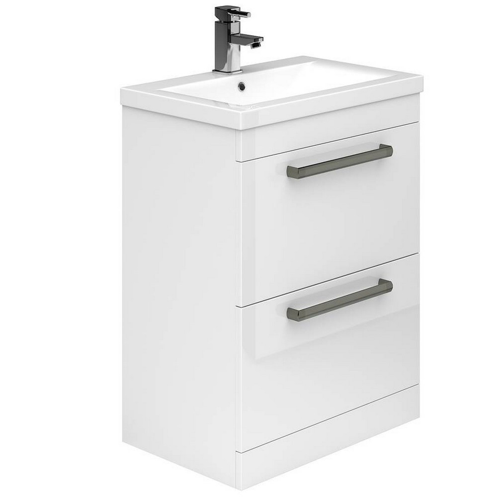 Essential Nevada 600mm White Basin Unit with 2 Drawers (1)