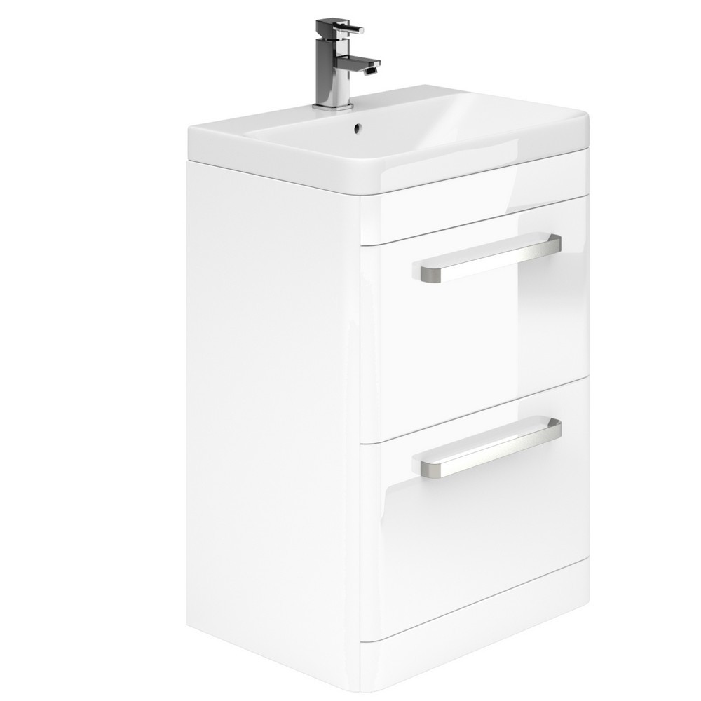 Essential Vermont 500mm Gloss White Vanity Unit with 2 Drawers (1)