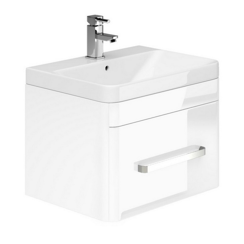 Essential Vermont 500mm Gloss White Wall Hung Vanity Unit with One Drawer (1)