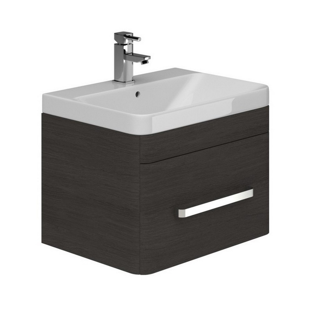 Essential Vermont 600mm Dark Grey Wall Hung Vanity Unit with One Drawer (1)
