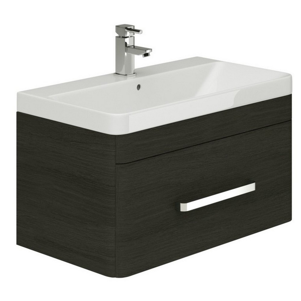 Essential Vermont 800mm Dark Grey Wall Hung Vanity Unit with One Drawer (1)
