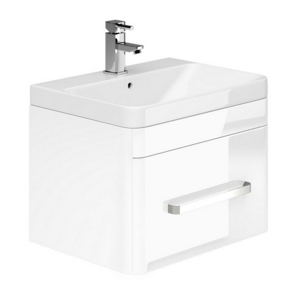 Essential Vermont 800mm Gloss White Wall Hung Vanity Unit with One Drawer (1)