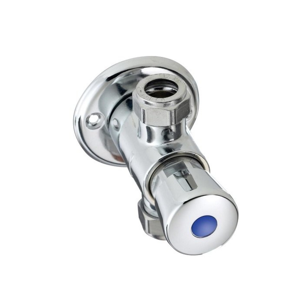 Time-controlled outlet valve with push button aerator chrome 15 seconds 