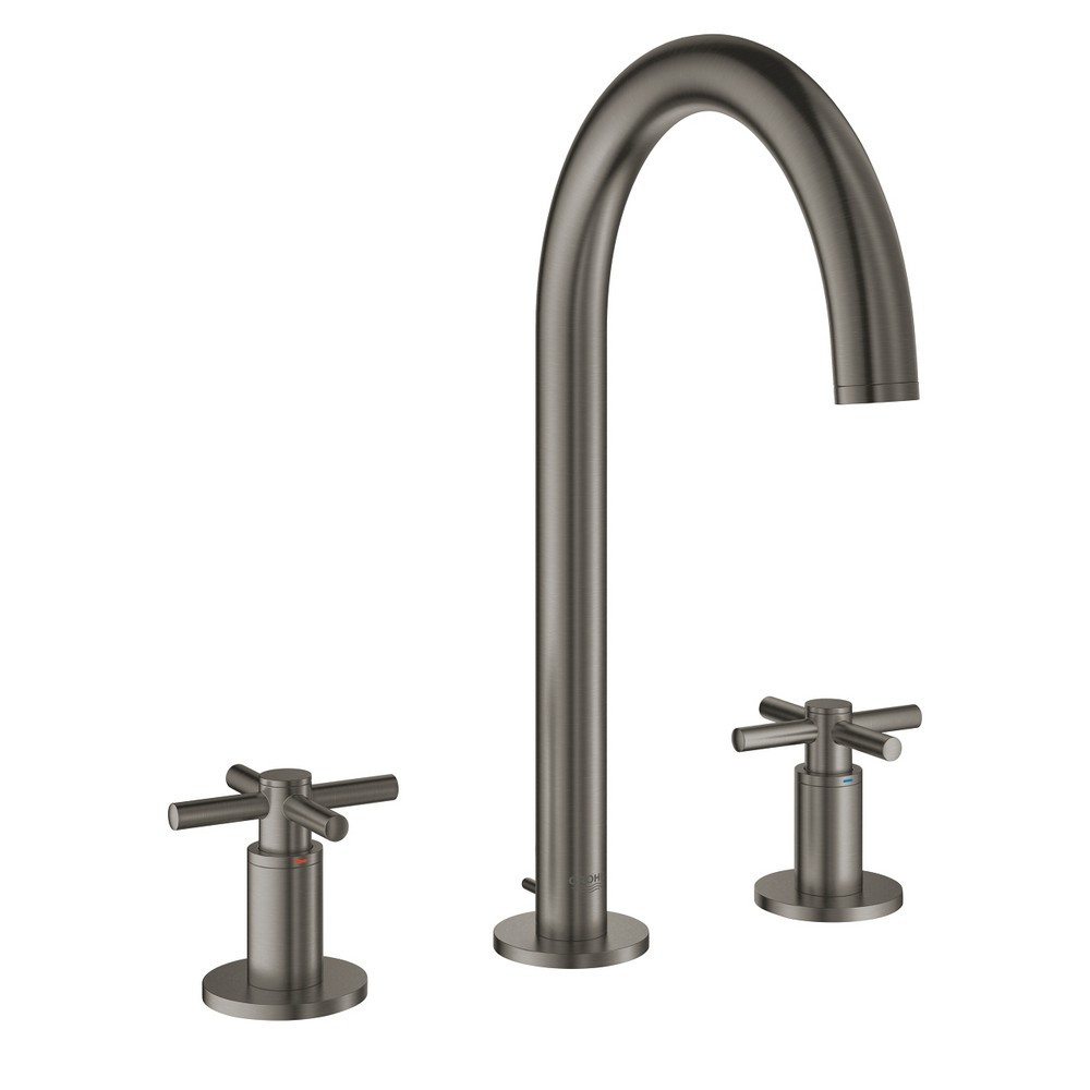 Grohe Atrio M-Size Brushed Hard Graphite 3 Tap Hole Basin Mixer With Cross Handles