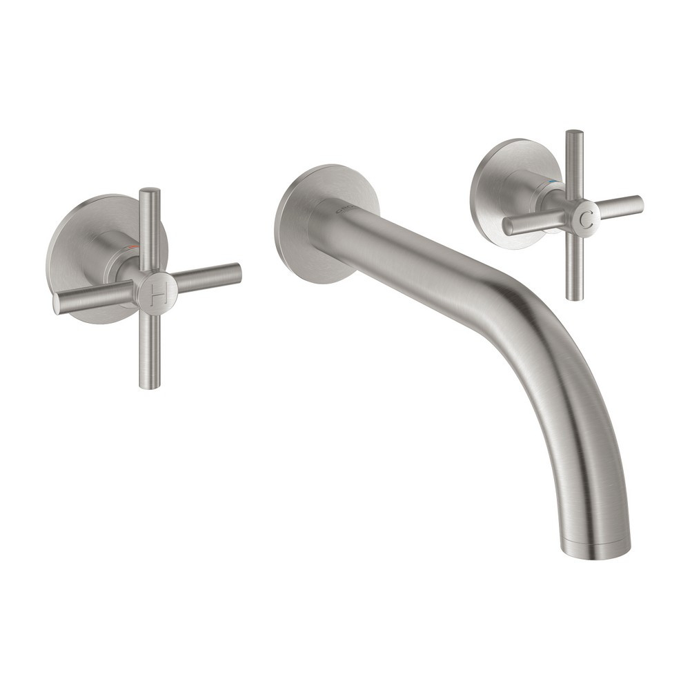 Grohe Atrio Supersteel 3 Tap Hole Basin Mixer With Cross Handles