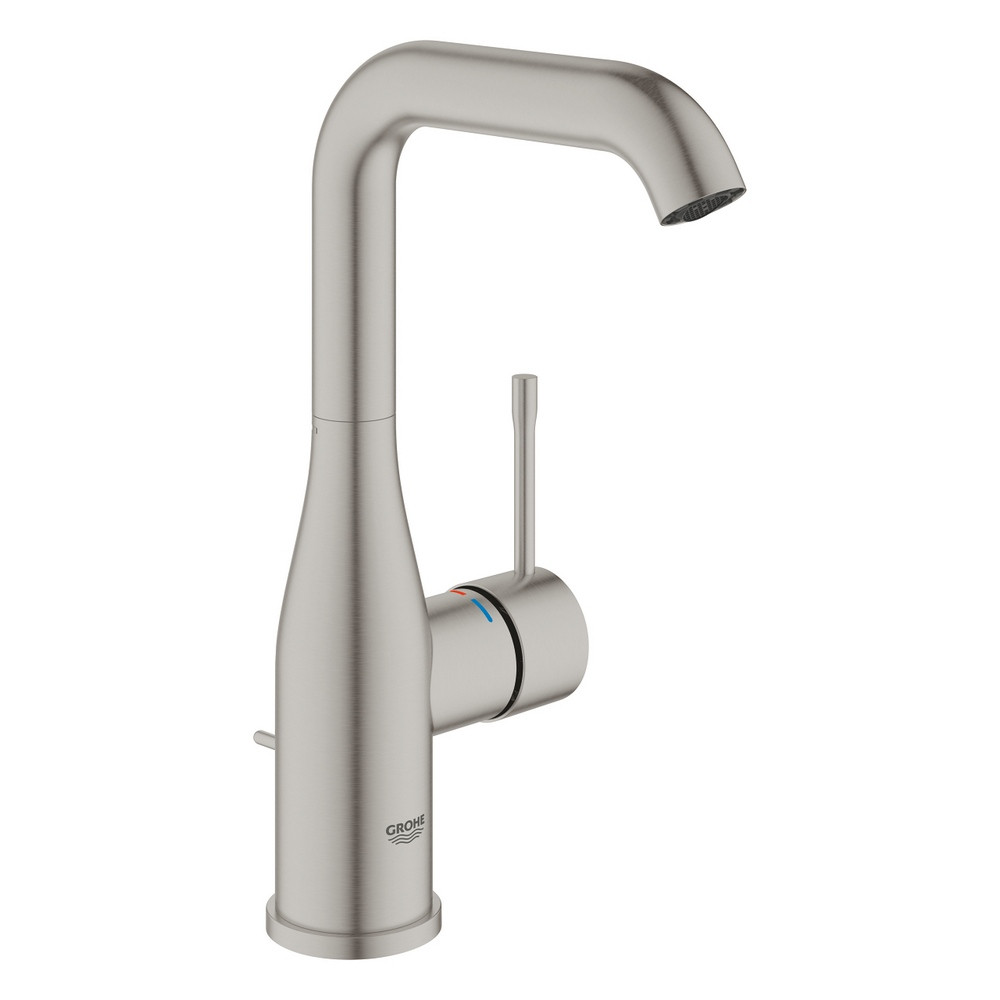 Grohe Essence Basin Mixer L Size Supersteel Finish with Pop Up Waste