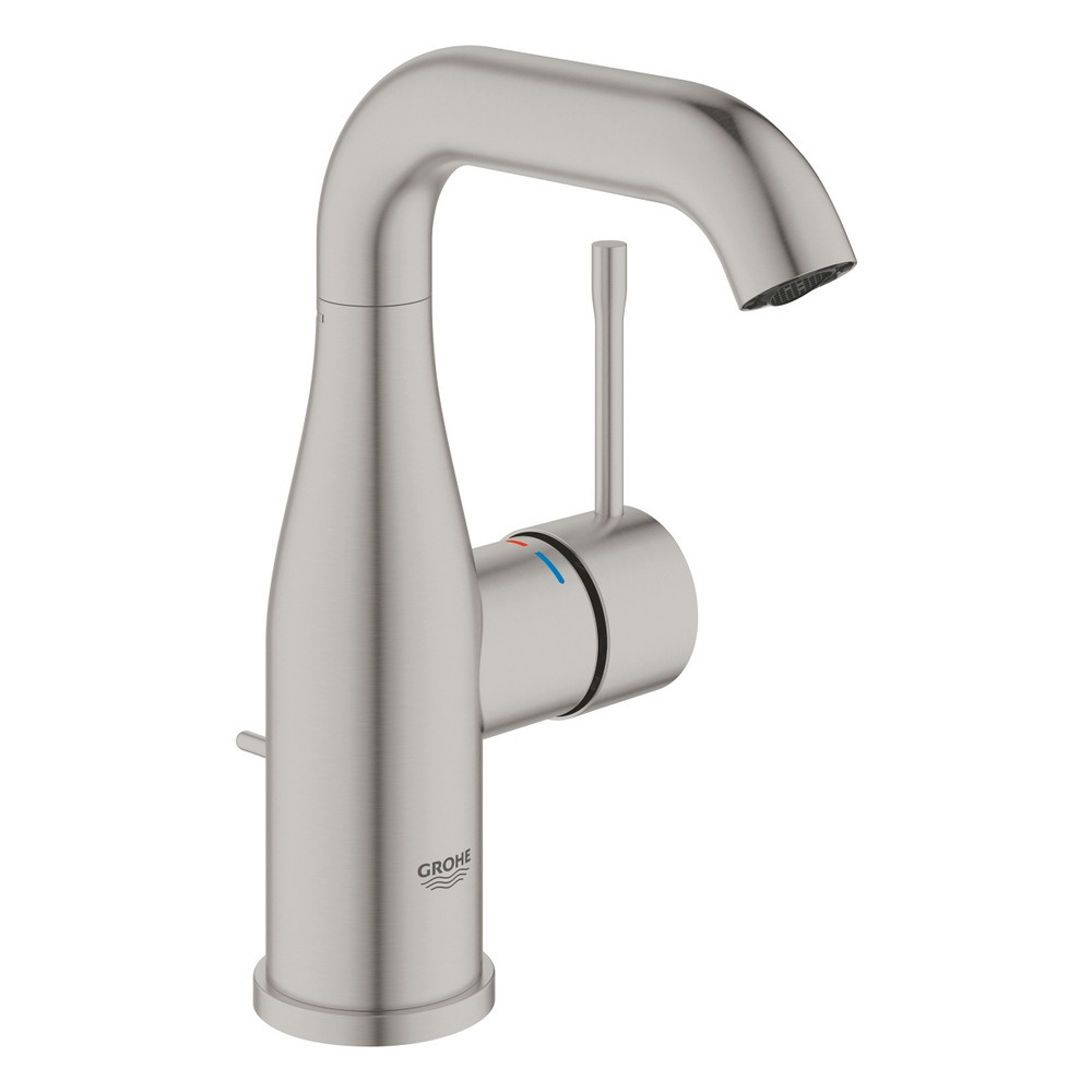 Grohe Essence Basin Mixer M Size in Supersteel with Pop Up Waste