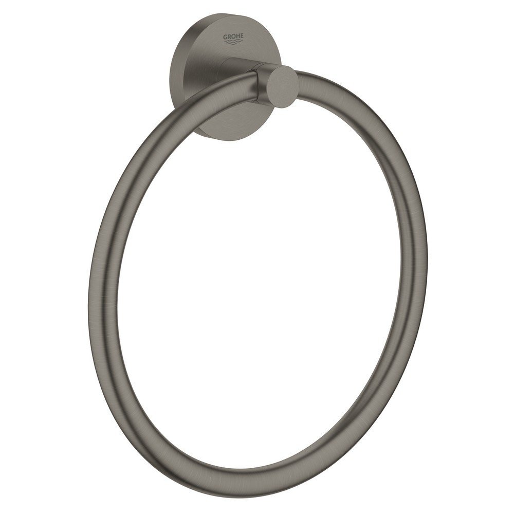 Grohe Essentials Brushed Hard Graphite Towel Ring (1)