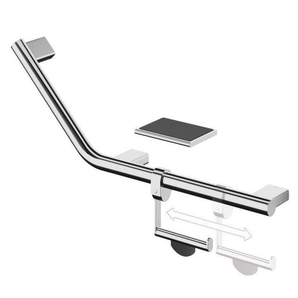 HIB Angled Grab Bar with Toilet Roll Holder and Shelf with Anti Slip Mat Left Handed (1)