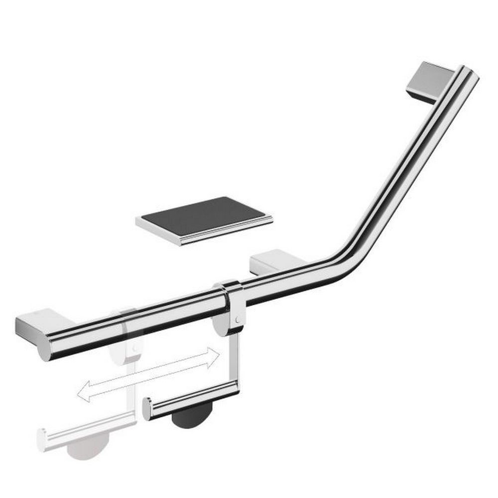 HIB Angled Grab Bar with Toilet Roll Holder and Shelf with Anti Slip Mat Right Handed (1)