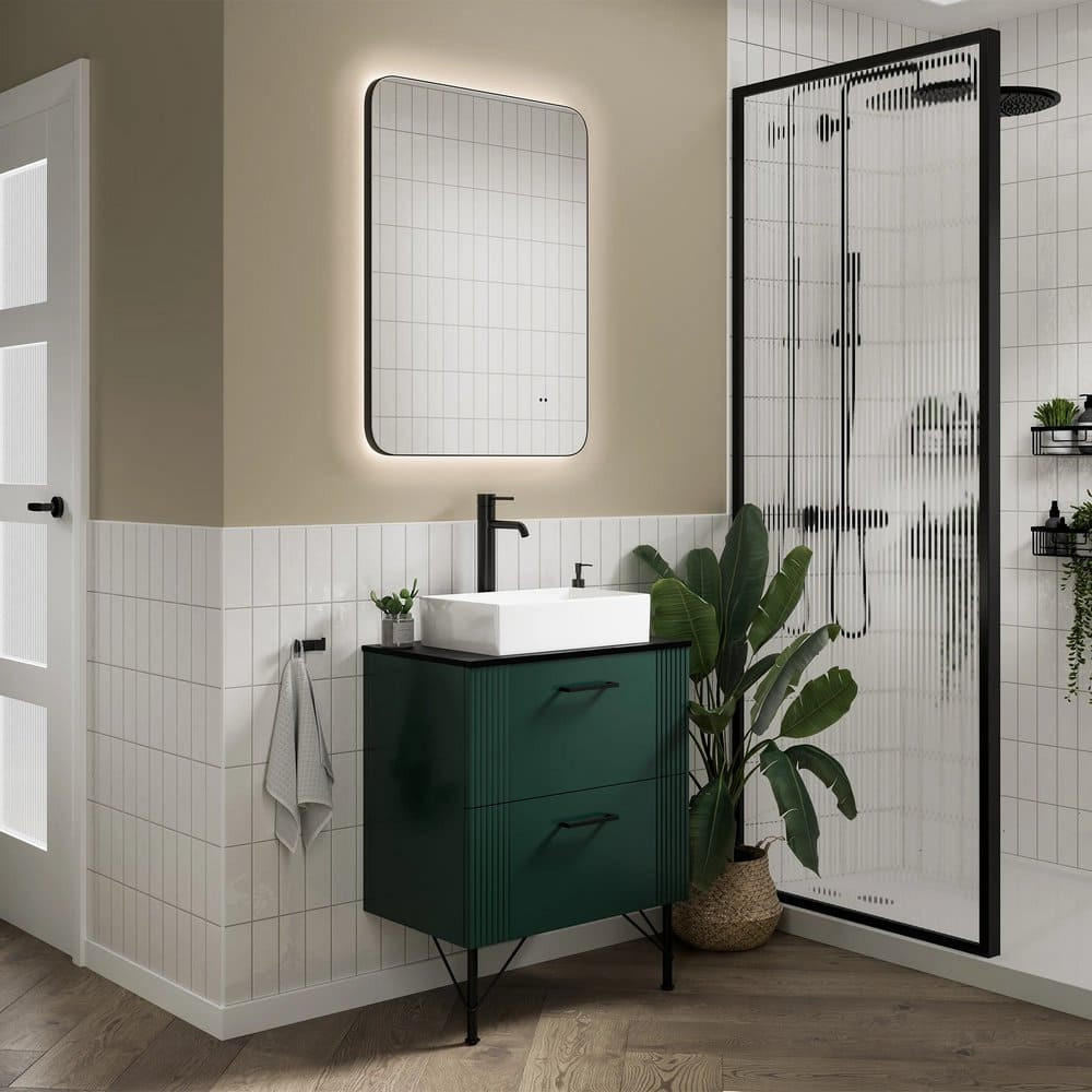 HIB Arcane Black 120 Curve Illuminated Frame Bathroom Mirror