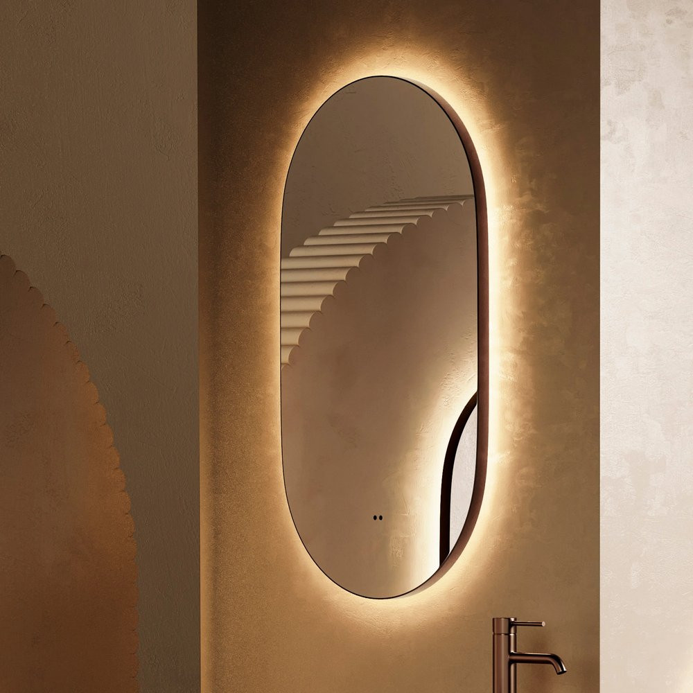 HIB Arcane Brushed Bronze 50 Pill Illuminated Frame Bathroom Mirror