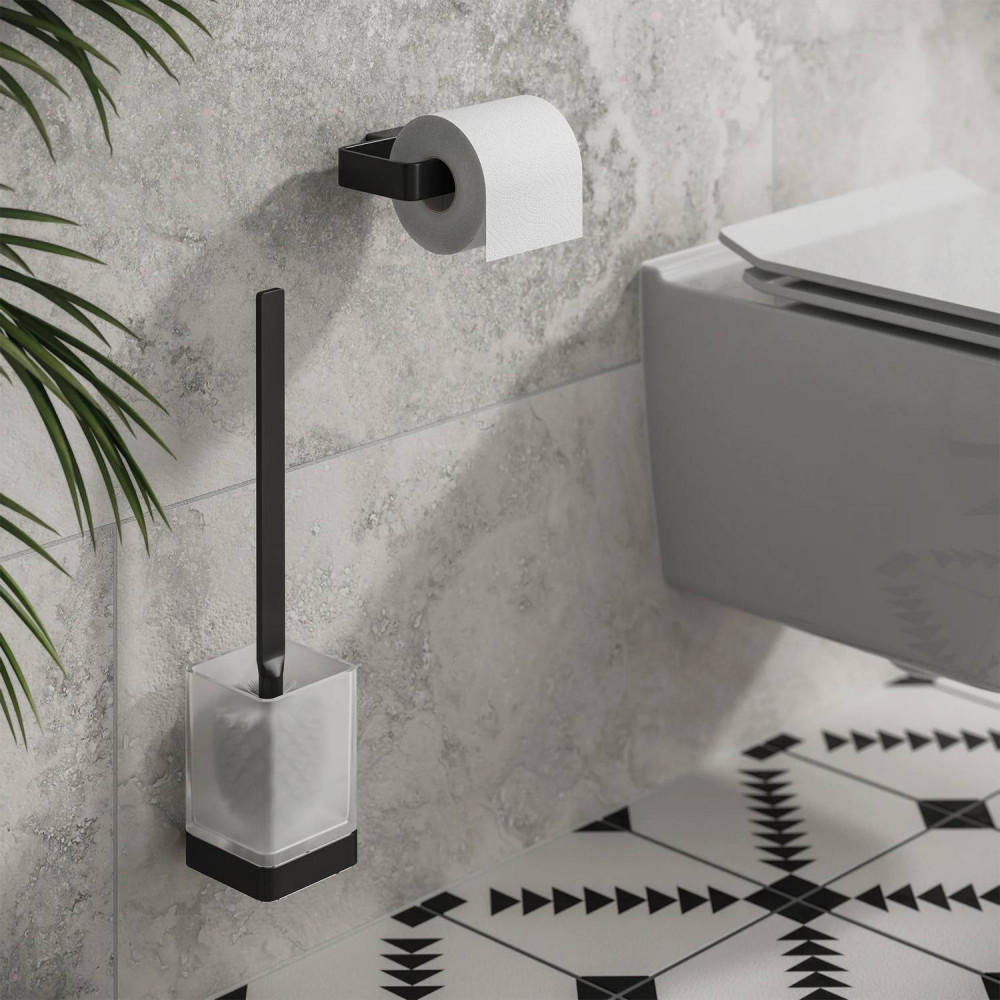 HIB Atto Black Wall Mounted Toilet Brush Holder