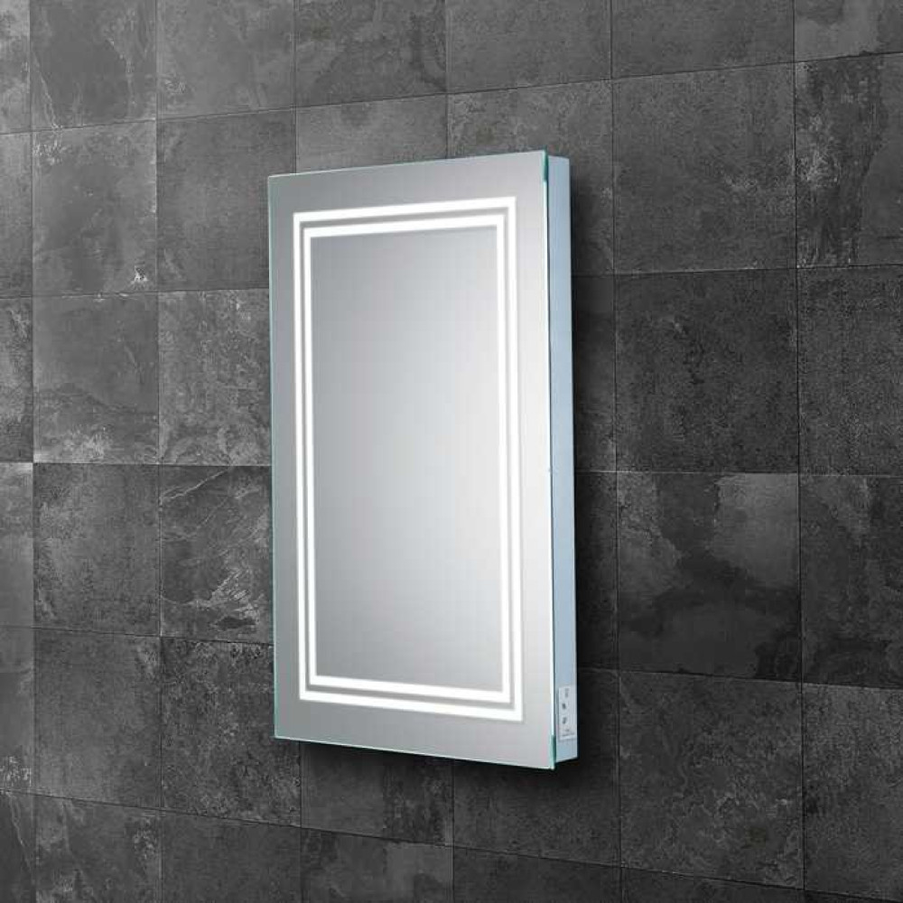 HIB Boundary 50 LED illuminated Bathroom Mirror with Shaver Socket 700 x 500mm