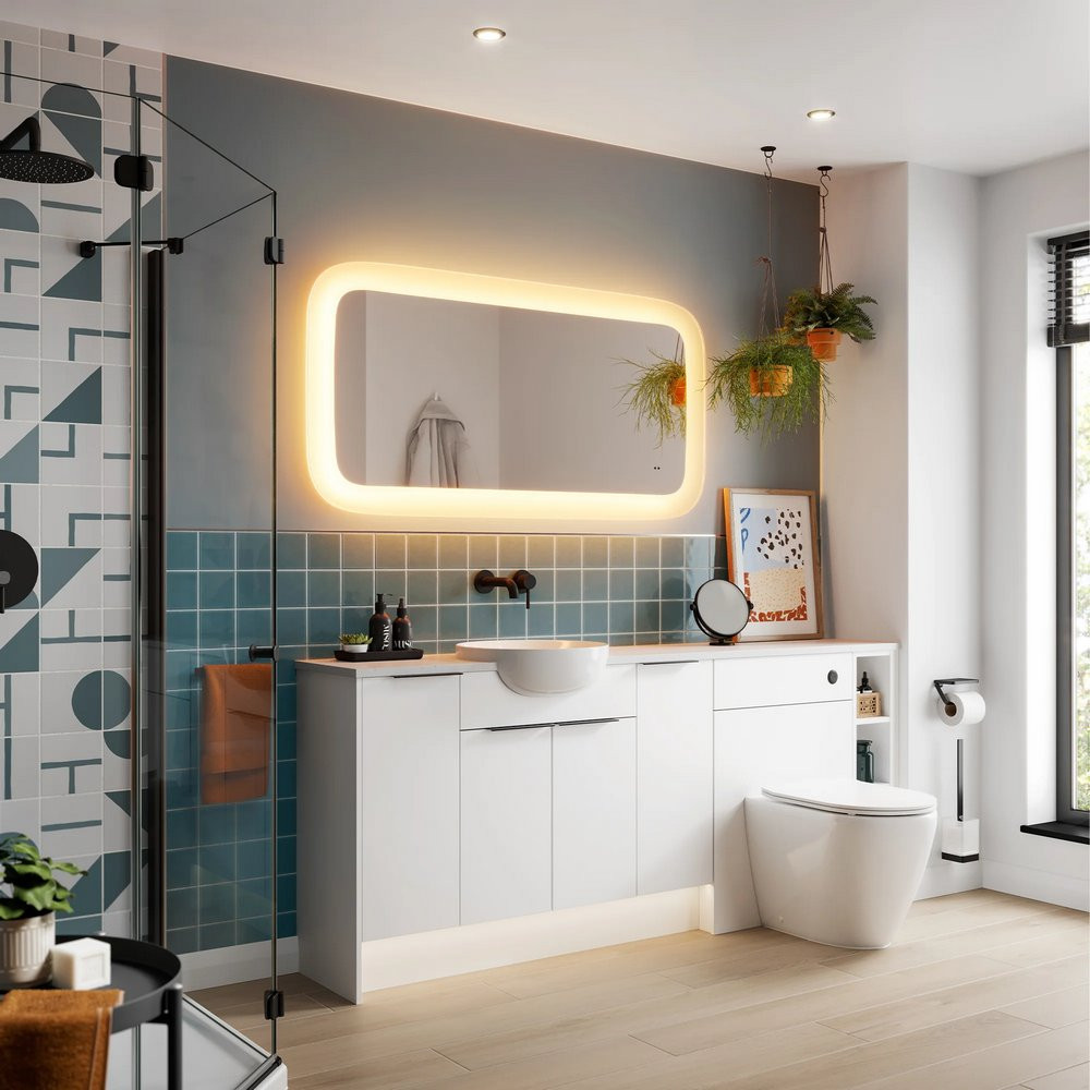HIB Cassini Curve 140 Deep Border LED Illuminated Bathroom Mirror