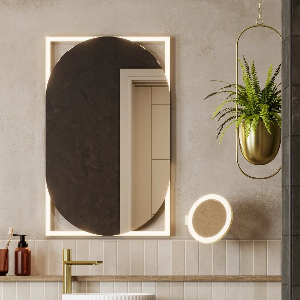 HIB Rubin 60 Brushed Brass LED Bathroom Mirror