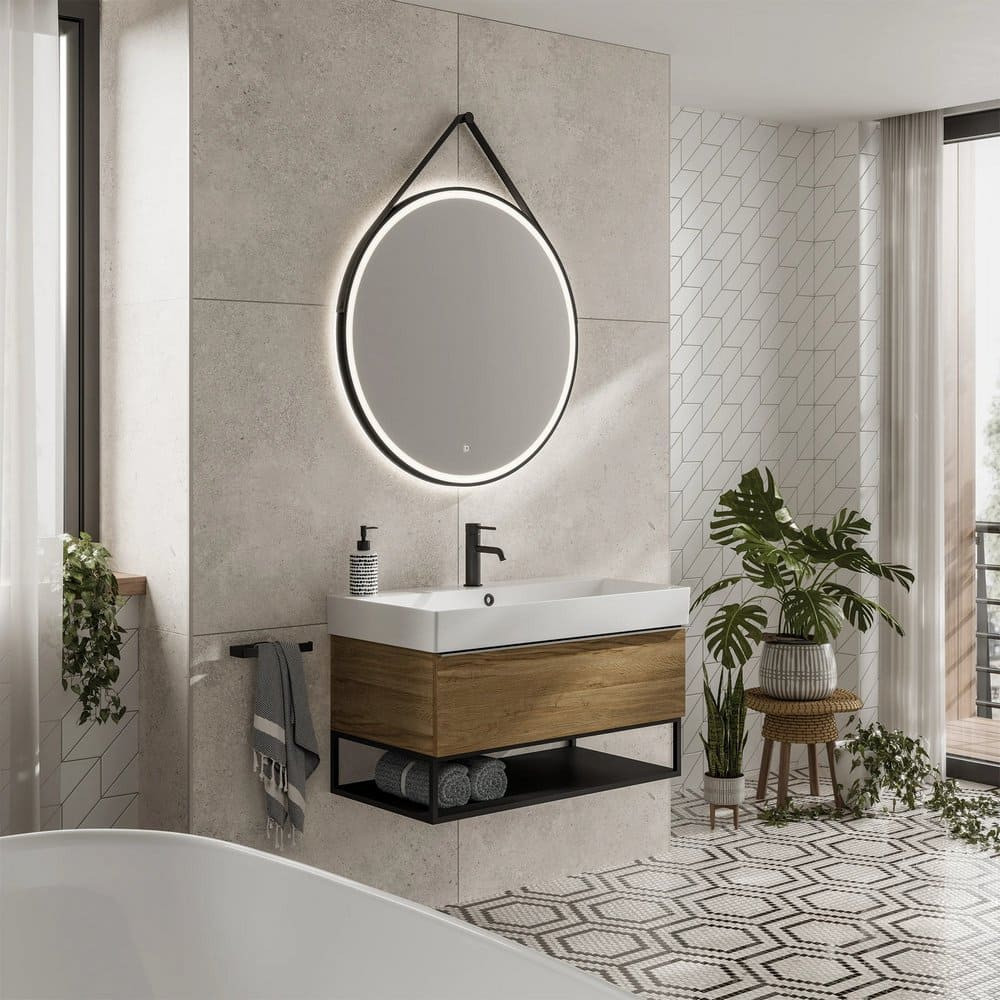 HIB Solstice 60 Matt Black LED Illuminated Mirror