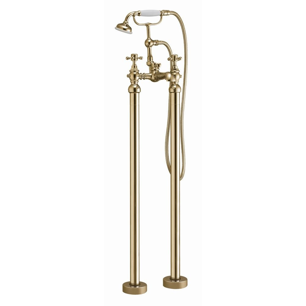 Harrogate Brushed Brass Freestanding Bath Shower Mixer (1)