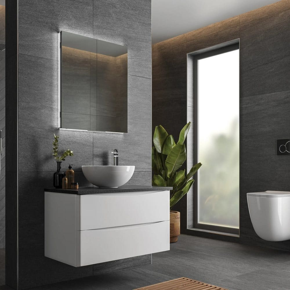 HiB Atrium 60 Semi Recessed LED Bathroom Cabinet