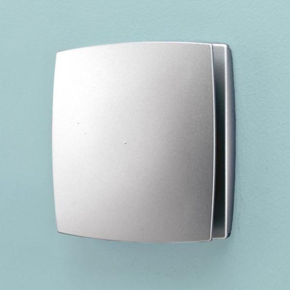 HiB Breeze extractor fan in matt silver with adjustable timer and humidity sensor
