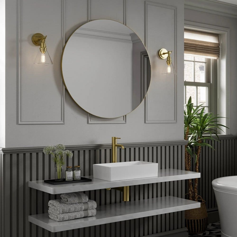 HiB Trim Round 60 Brushed Brass Bathroom Mirror